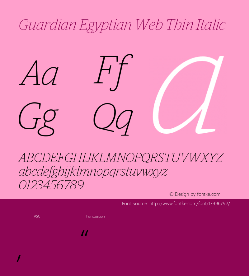 Guardian Egyptian Web Thin Italic Version 001.002 2009图片样张