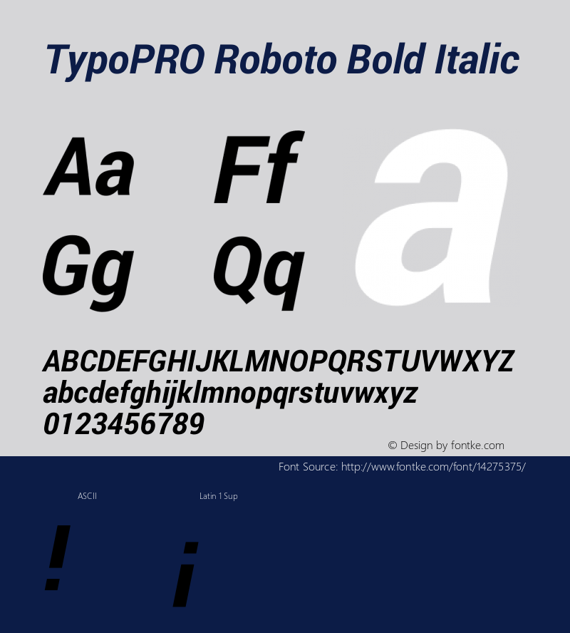 TypoPRO Roboto Bold Italic Version 1.200310; 2013图片样张