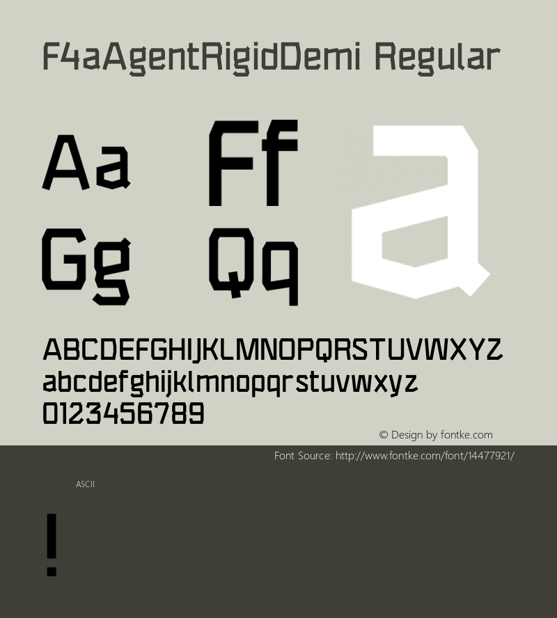 F4aAgentRigidDemi Regular Version 1.0图片样张