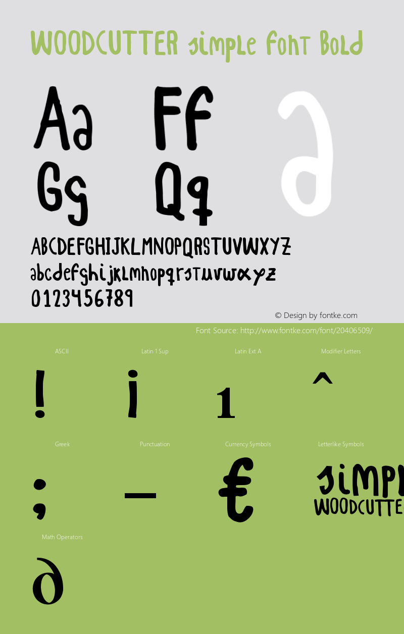 WOODCUTTER simple font Bold Version 1.00 February 25, 2014, initial release图片样张