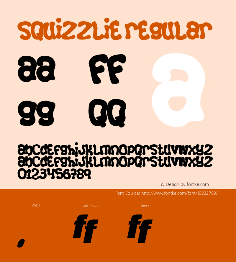 Squizzlie Regular Macromedia Fontographer 4.1 1997-06-16图片样张