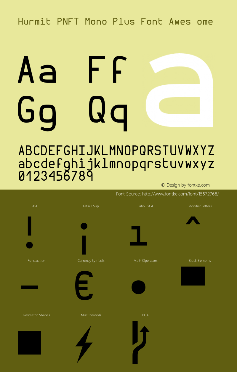 Hurmit PNFT Mono Plus Font Awes ome Version 1.21;Nerd Fonts 0.4.图片样张