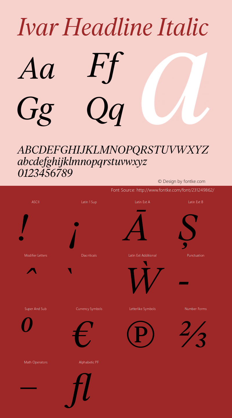 Ivar Headline Italic Version 1.801图片样张