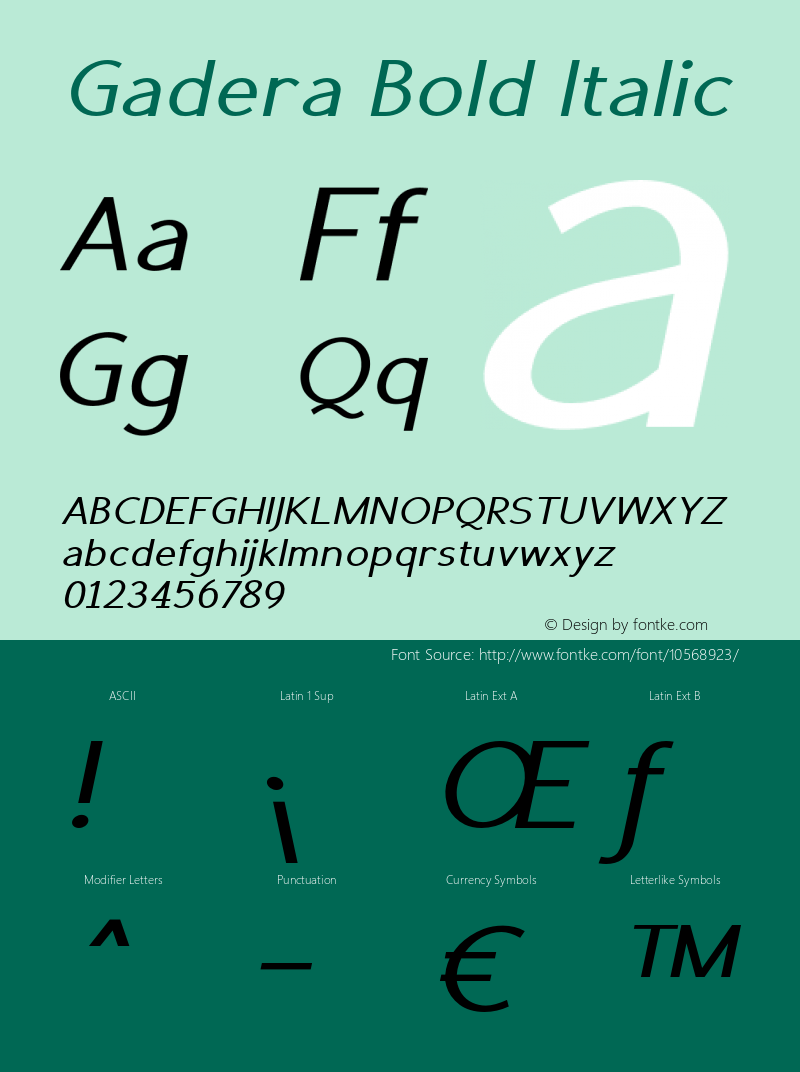 Gadera Bold Italic Version 1.000图片样张