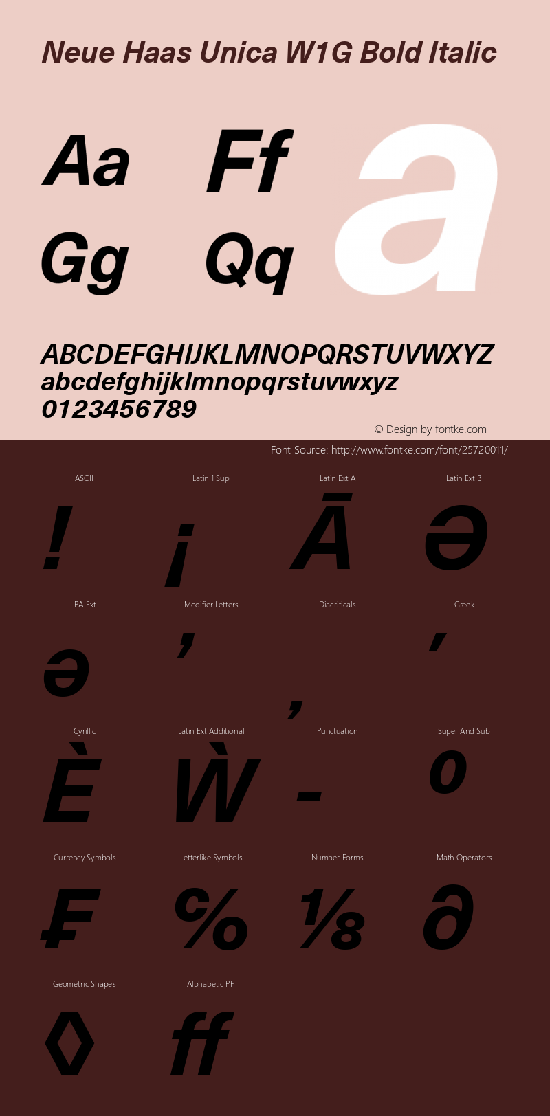 Neue Haas Unica W1G Bold Italic Version 1.1图片样张