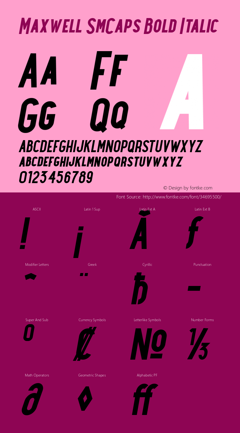 Maxwell SmCaps Bold Italic Version 1.000图片样张