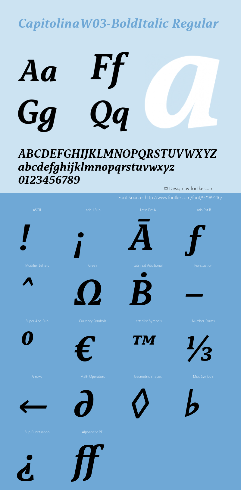 Capitolina W03 Bold Italic Version 1.00图片样张