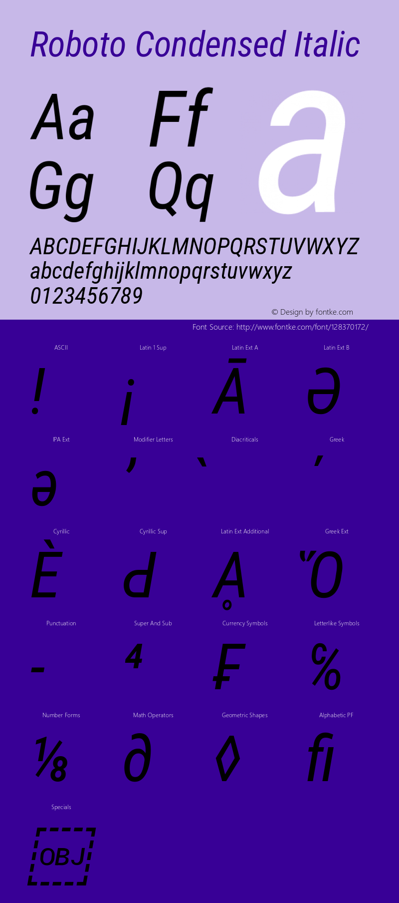 Roboto Condensed Italic Version 3.004; 2020图片样张