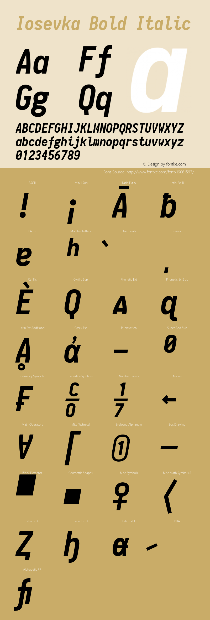 Iosevka Bold Italic 1.6.2; ttfautohint (v1.4.1)图片样张