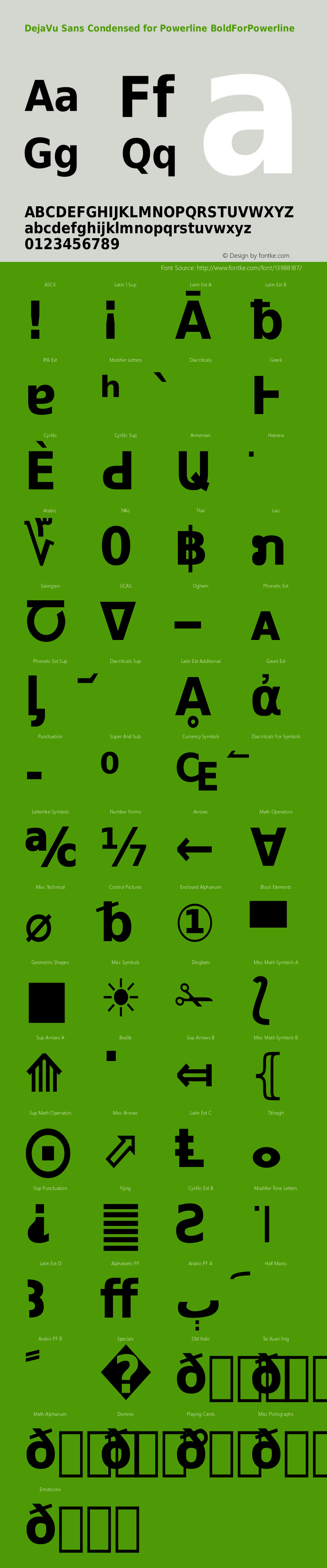 DejaVu Sans Condensed for Powerline BoldForPowerline Version 2.33图片样张