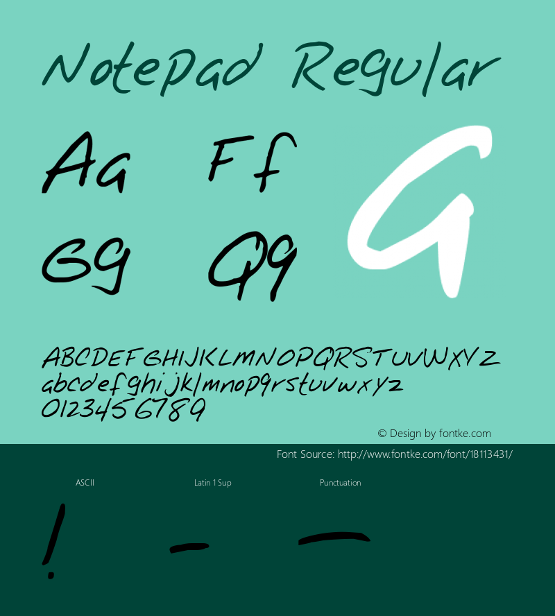 Notepad Regular Altsys Fontographer 3.5  9/13/92图片样张