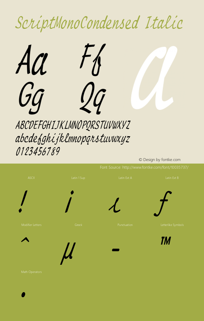 ScriptMonoCondensed Italic Rev. 003.000图片样张