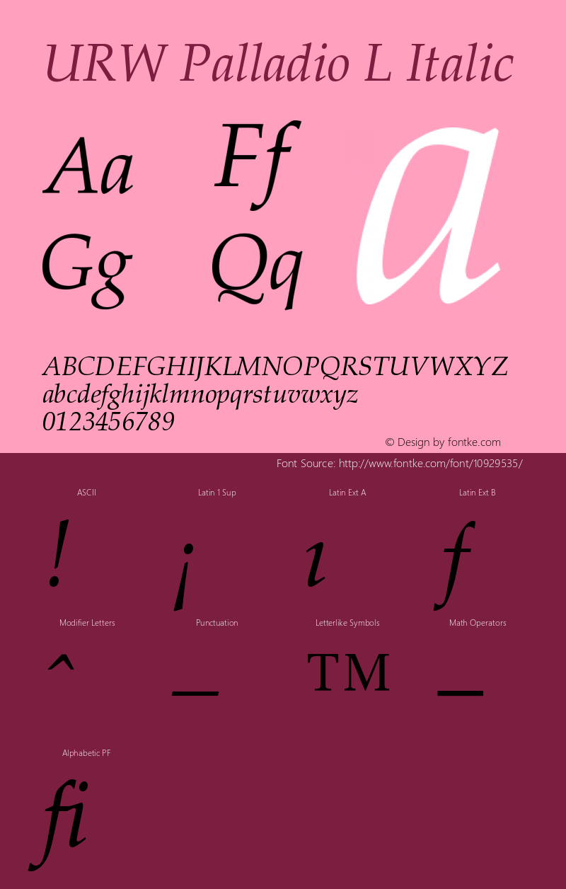 URW Palladio L Italic Version 001.005图片样张