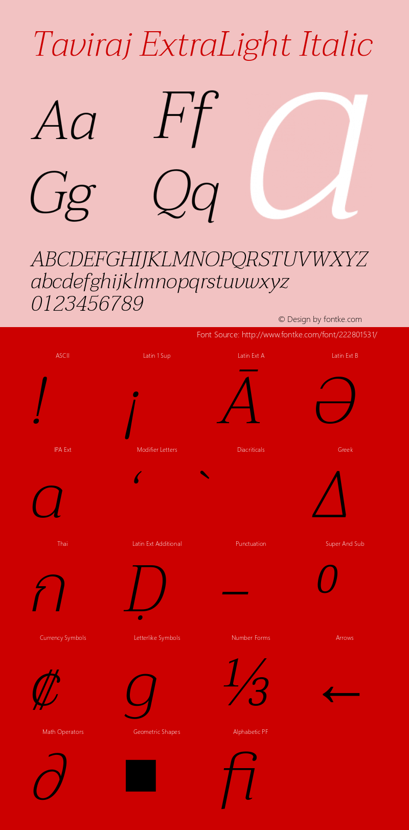 Taviraj ExtraLight Italic Version 1.001图片样张