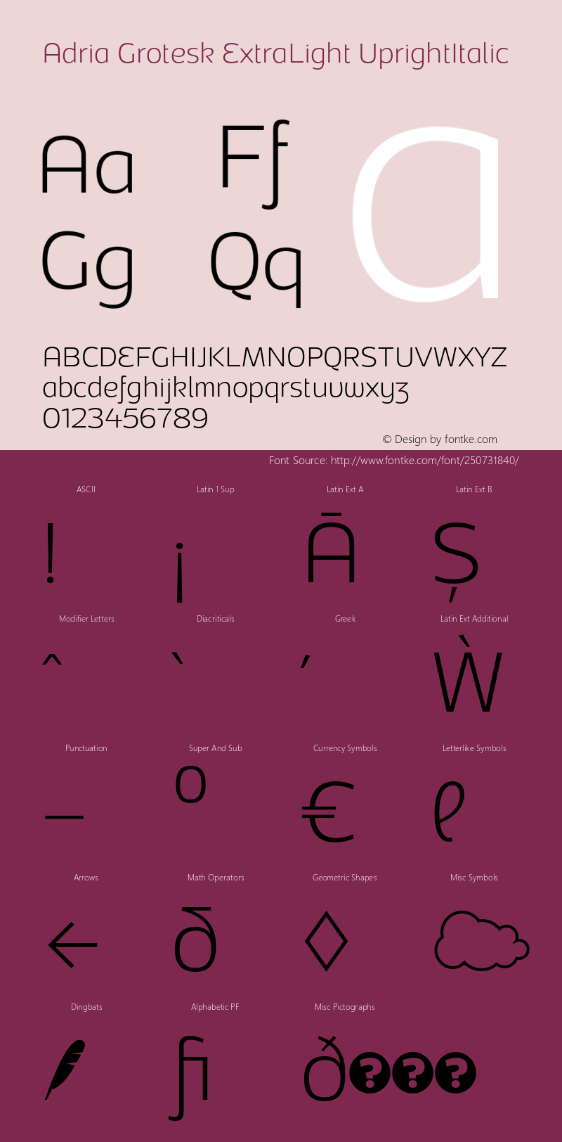 Adria Grotesk ExtraLight UprightItalic Version 1.001;PS 001.001;hotconv 1.0.70;makeotf.lib2.5.58329图片样张