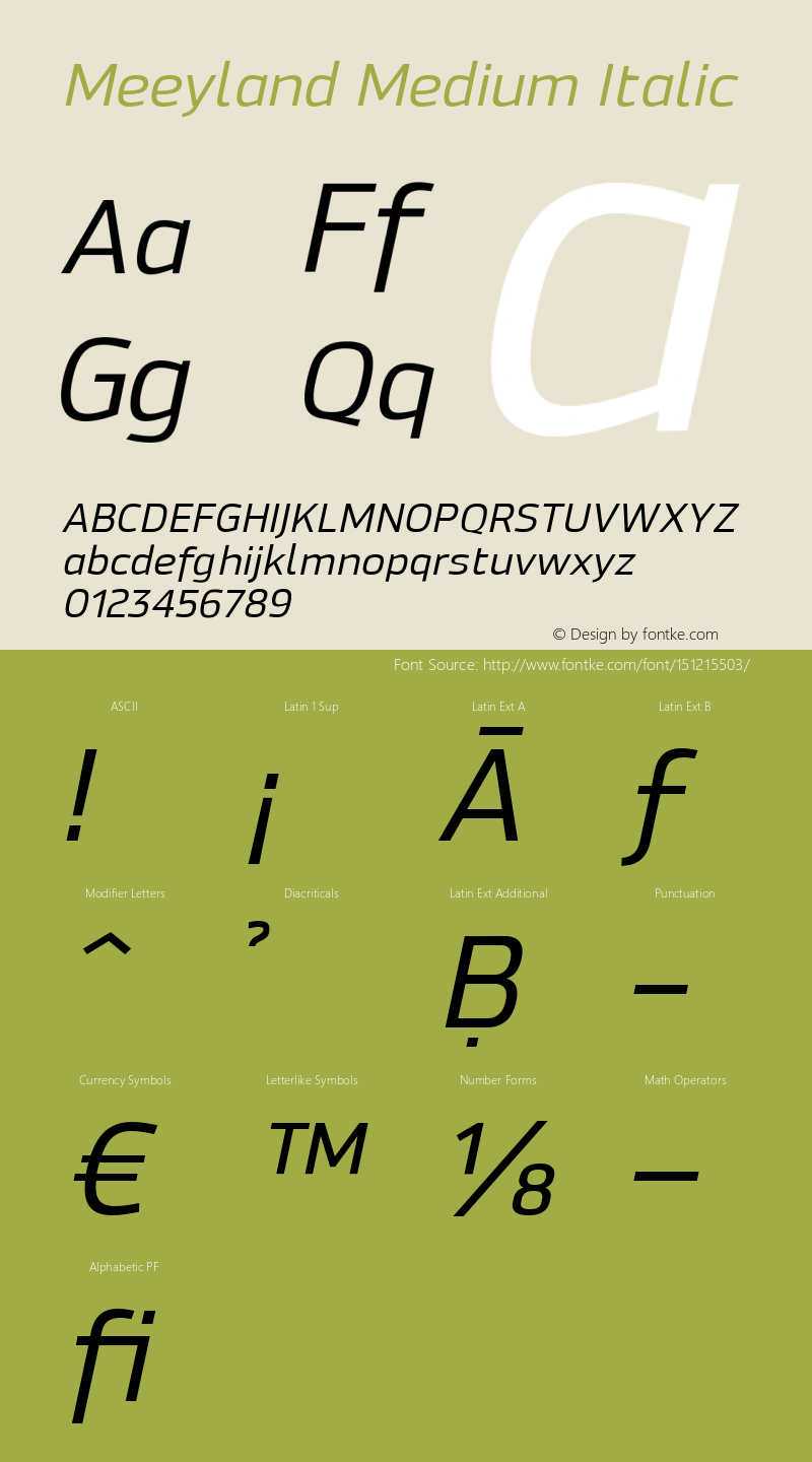 Meeyland Medium Italic Version 001.001图片样张