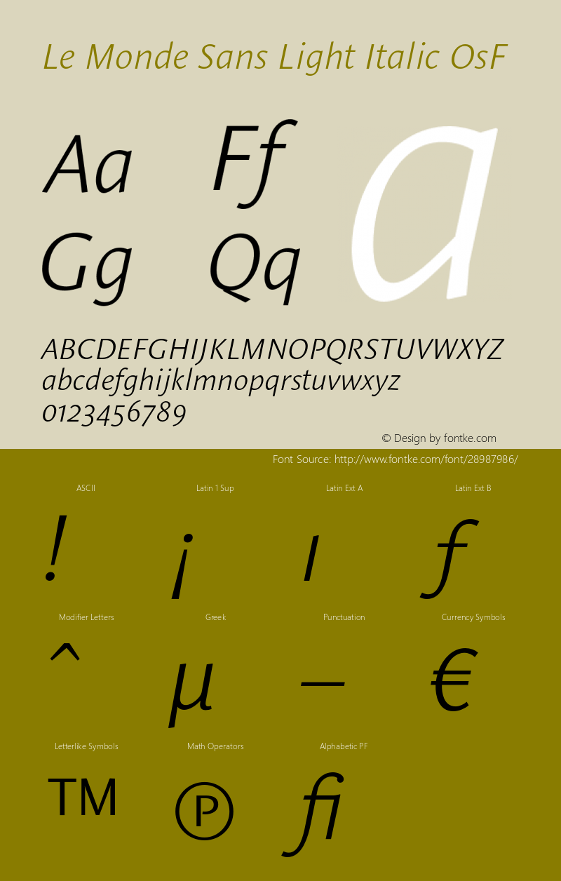 LeMondeSans-LightItalicOsF 001.000图片样张