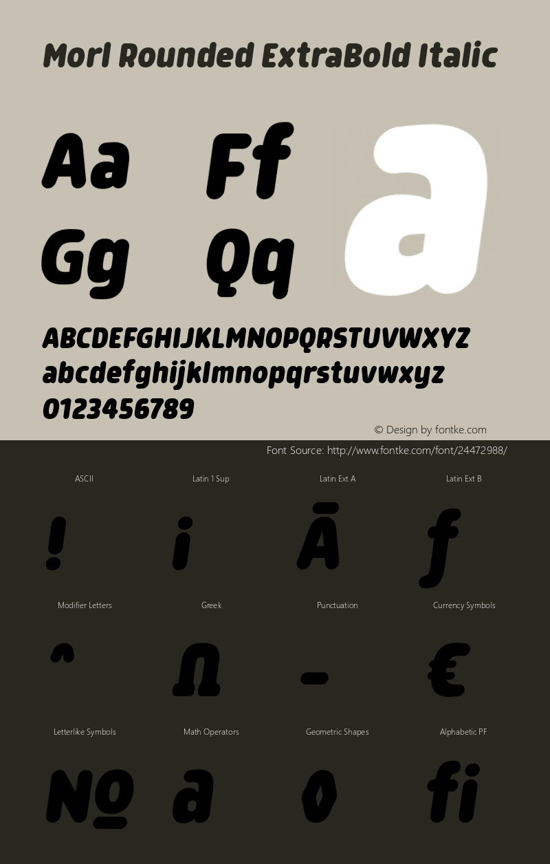 Morl Rounded ExtraBold Italic Version 1.000图片样张