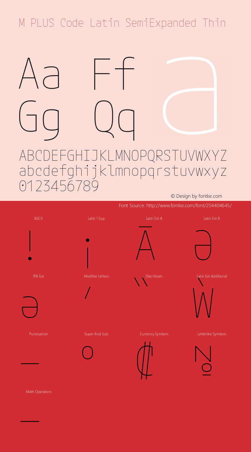 M PLUS Code Latin SemiExpanded Thin Version 1.005; ttfautohint (v1.8.3)图片样张