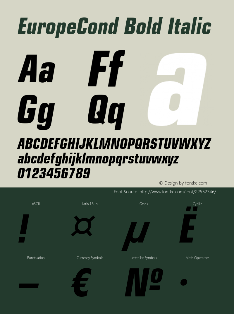 EuropeCond-Bold-Italic OTF 1.0;PS 001.001;Core 116;AOCW 1.0 161图片样张