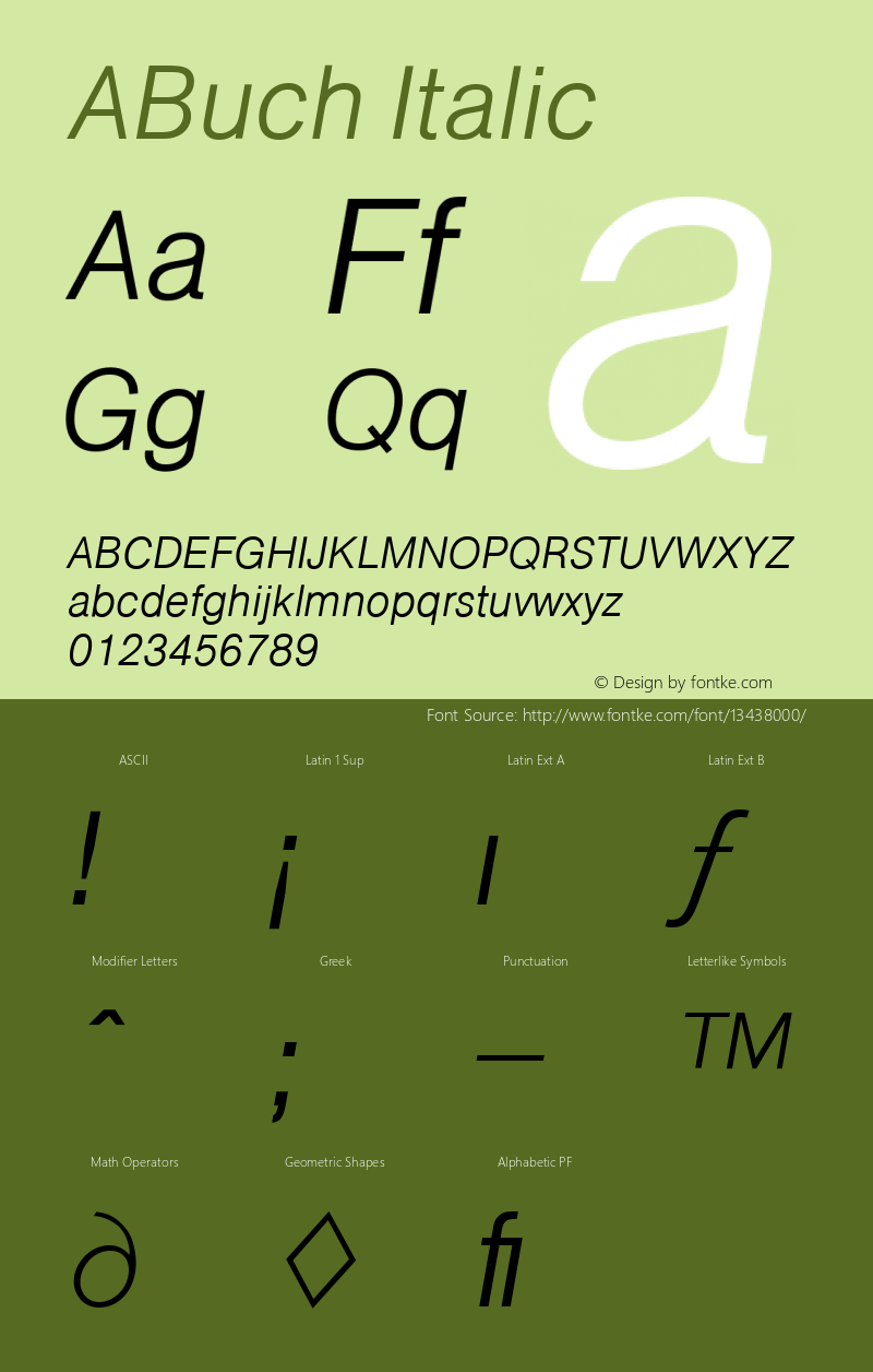 ABuch Italic Version 4.00 April 13, 2007图片样张