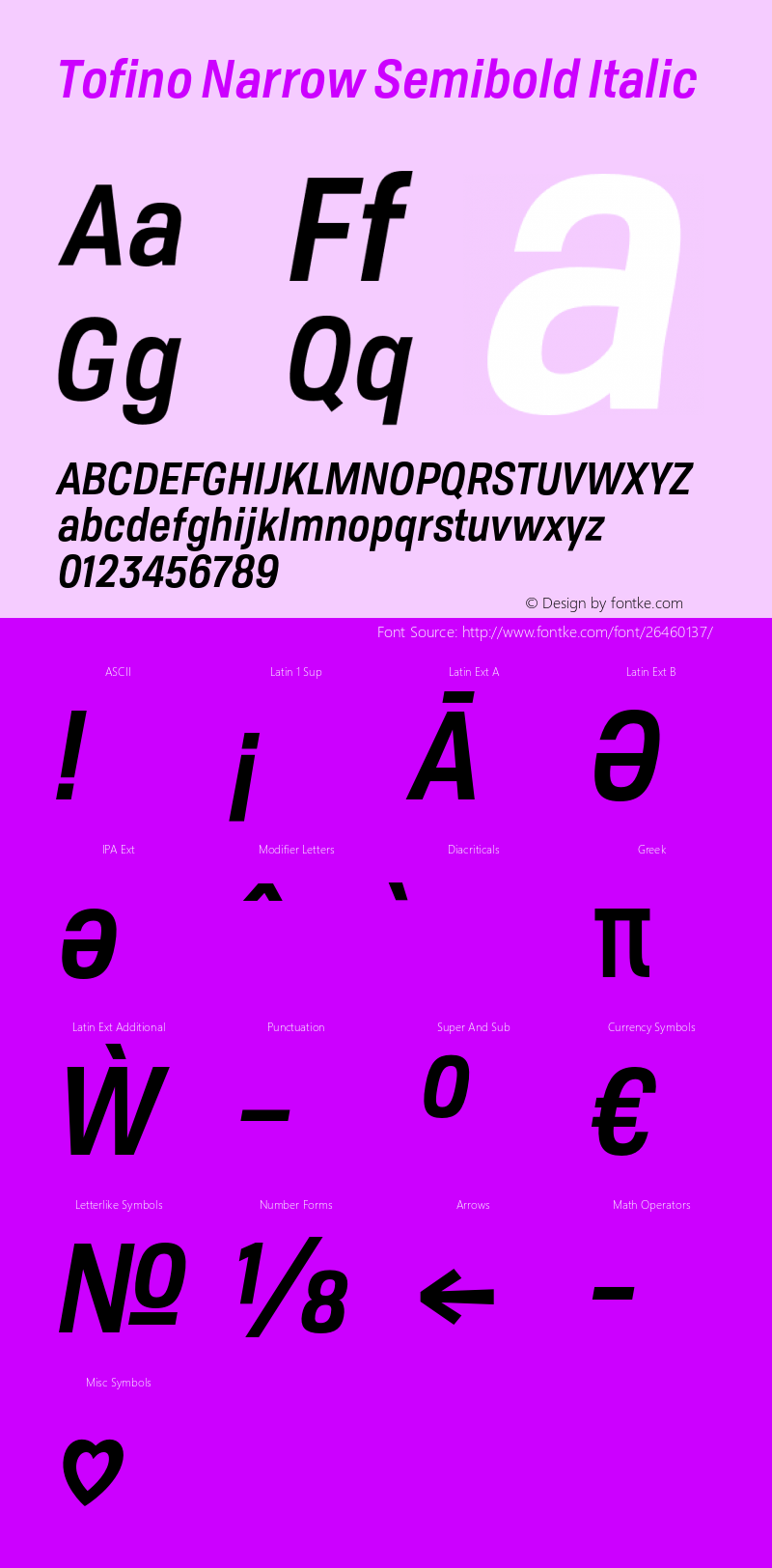 Tofino Narrow Semibold Italic Version 3.000;PS 003.000;hotconv 1.0.88;makeotf.lib2.5.64775图片样张