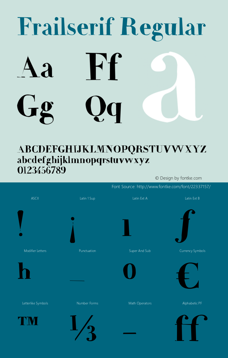 Frailserif Version 1.20 February 23, 2011图片样张