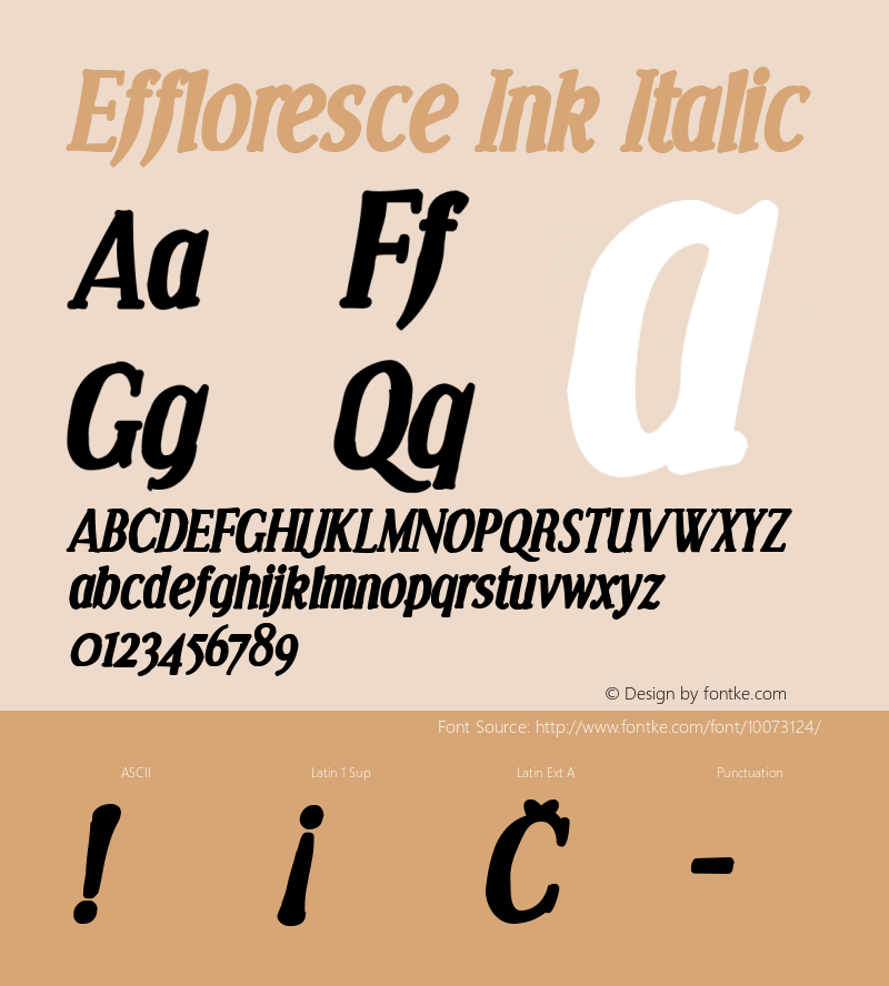 Effloresce Ink Italic Version 1.0; 2000; initial release图片样张