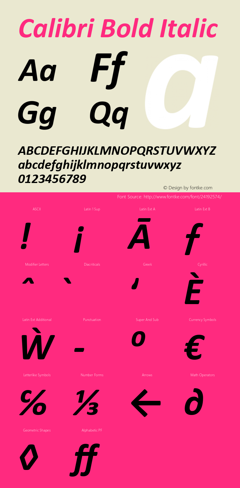 Calibri Bold Italic Version 1.00图片样张