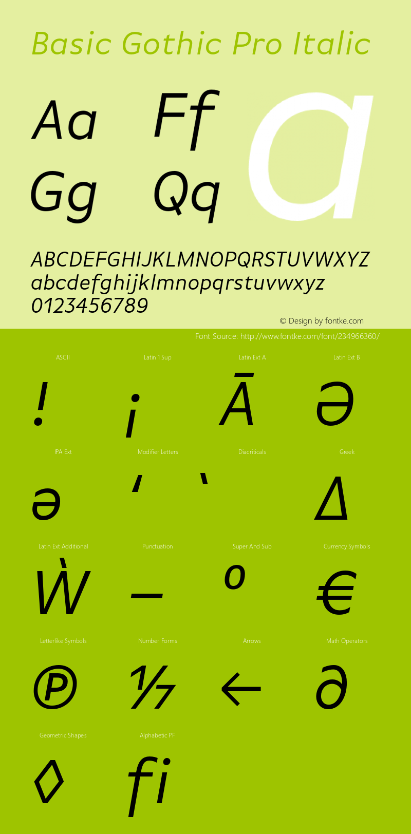BasicGothicPro-Italic Version 7.504; 2010; Build 1002图片样张