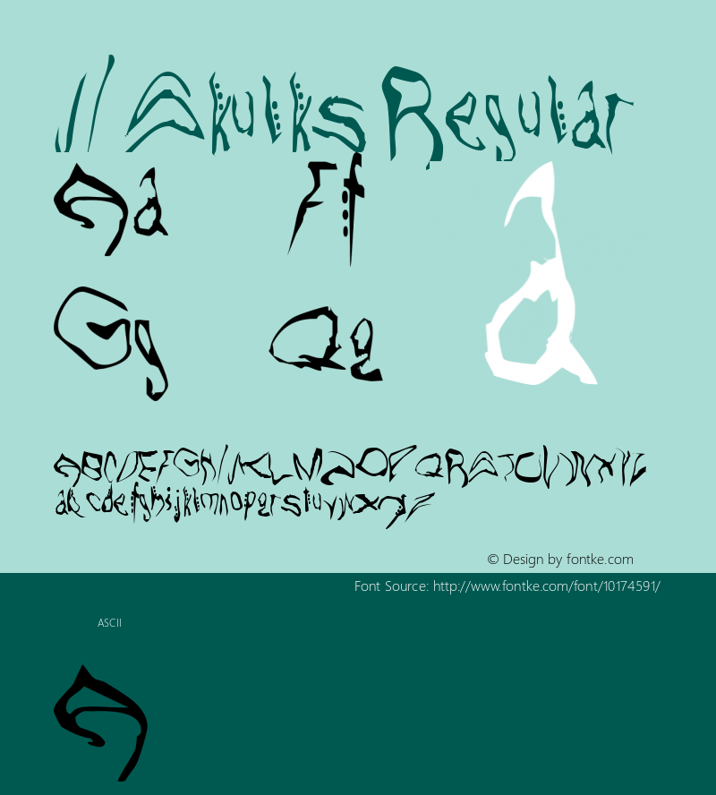 JI-Skulks Regular Macromedia Fontographer 4.1 5/25/2001图片样张