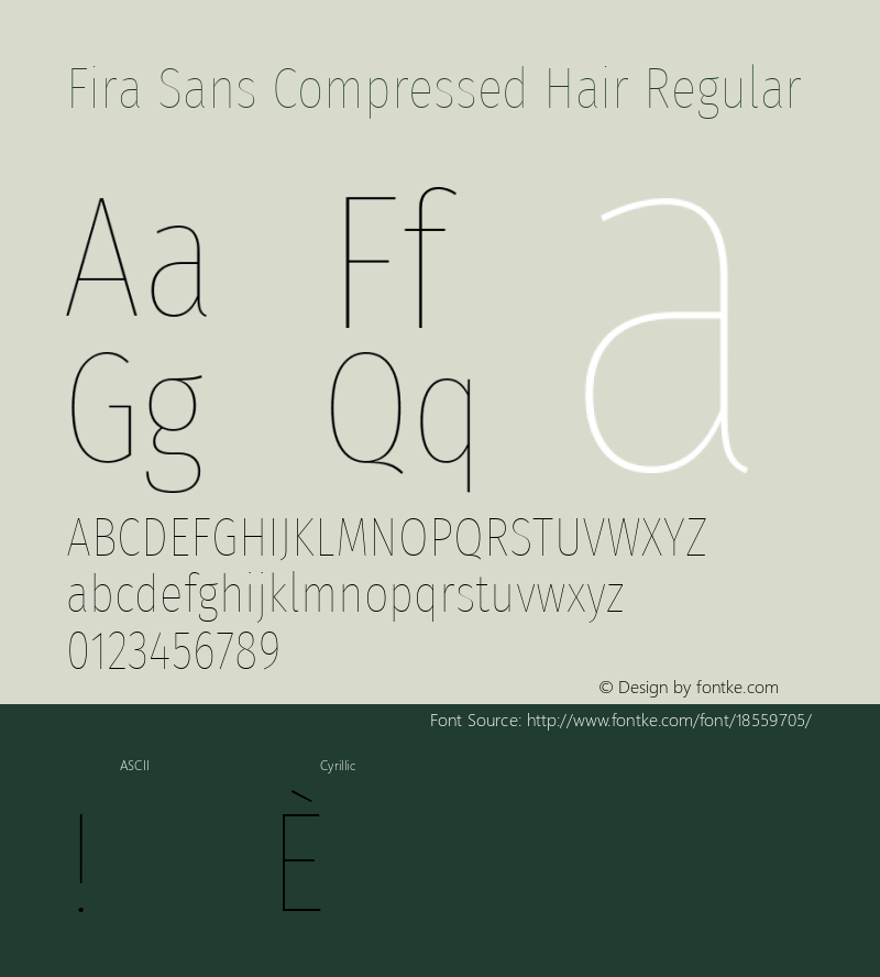 Fira Sans Compressed Hair Regular Version 4.203;PS 004.203;hotconv 1.0.88;makeotf.lib2.5.64775; ttfautohint (v1.4.1)图片样张