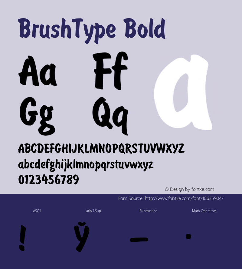 BrushType Bold Converted from t:\BRU___BN.BF1 by ALLTYPE图片样张