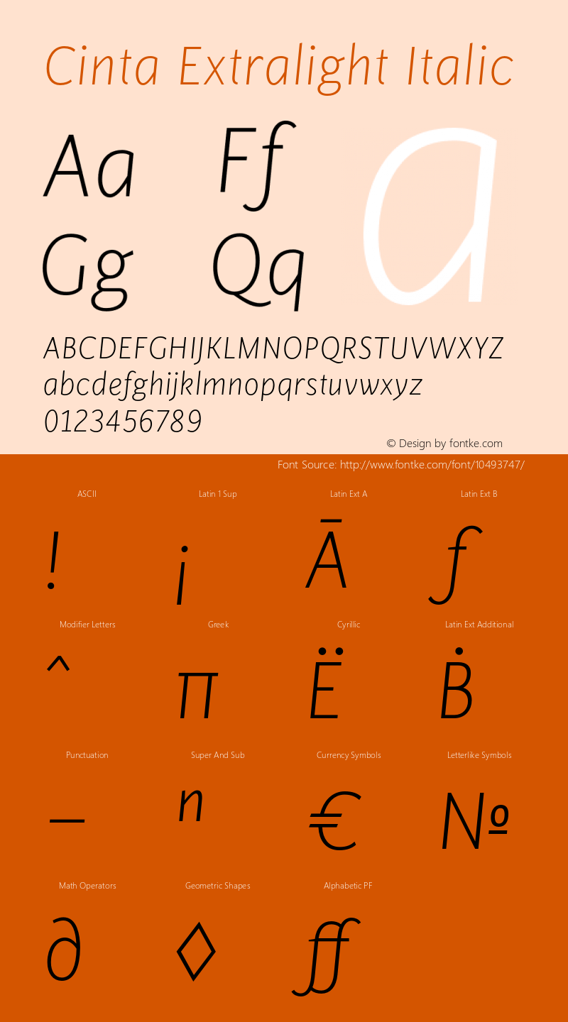 Cinta Extralight Italic Version 1.000图片样张