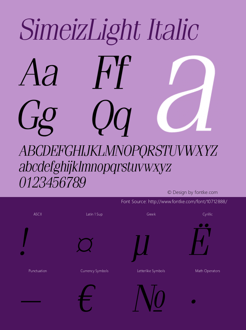 SimeizLight Italic OTF 1.0;PS 1.000;Core 116;AOCW 1.0 161图片样张