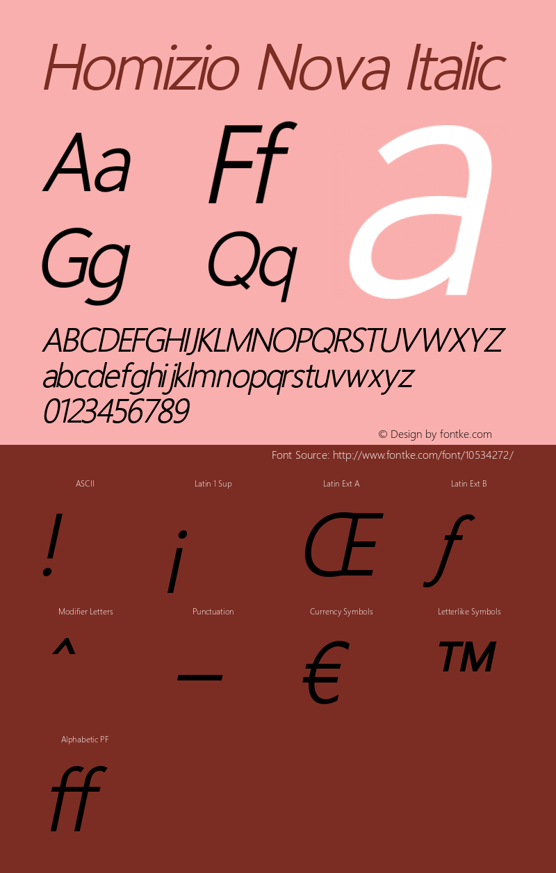 Homizio Nova Italic Version 3.000 2014 initial release图片样张