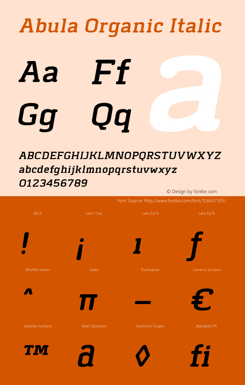 AbulaOrganic-Italic Version 1.000图片样张