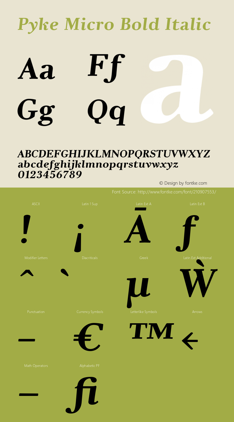 Pyke Micro Bold Italic Version 001.001 February 2021图片样张