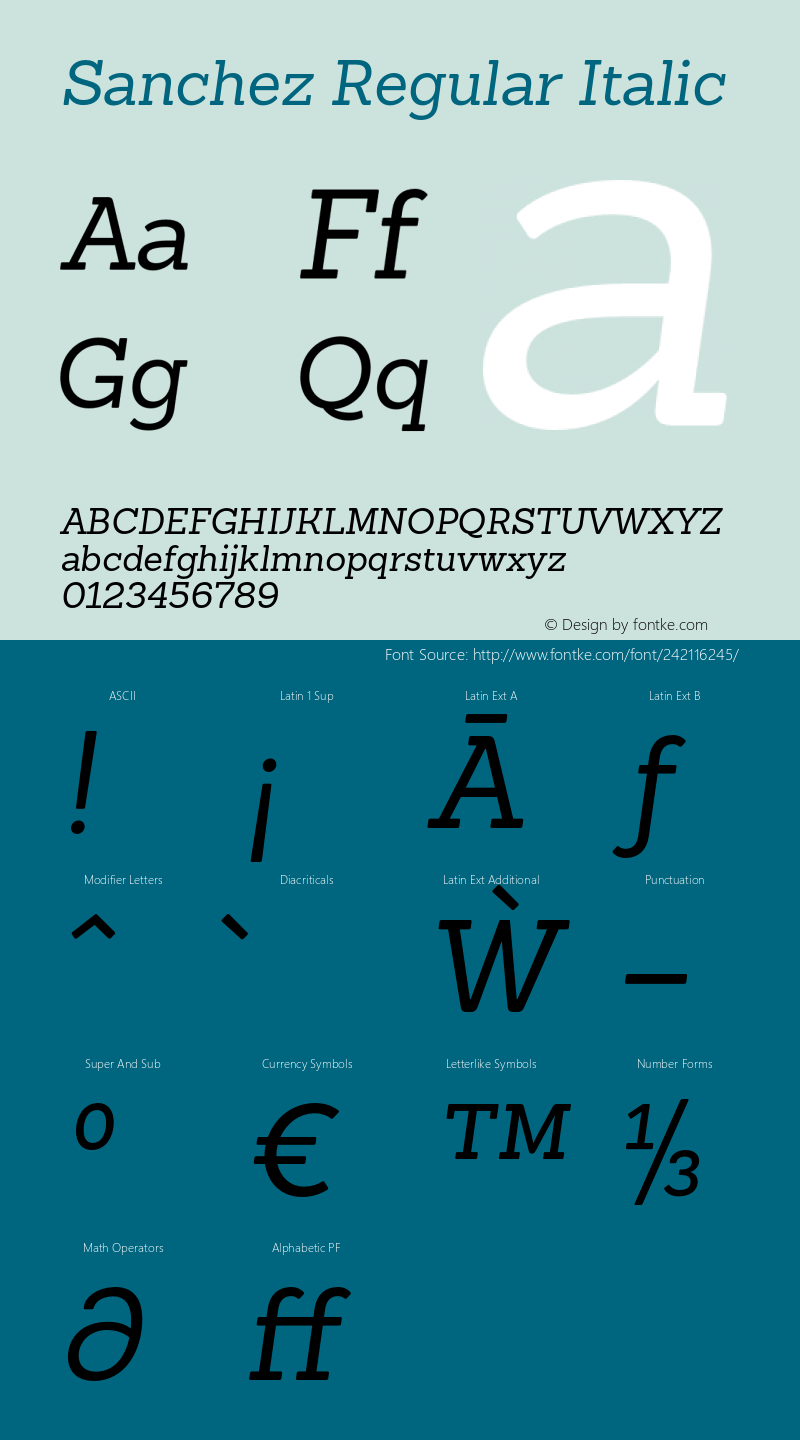 Sanchez-RegularItalic Version 1.005;PS 001.005;hotconv 1.0.88;makeotf.lib2.5.64775图片样张