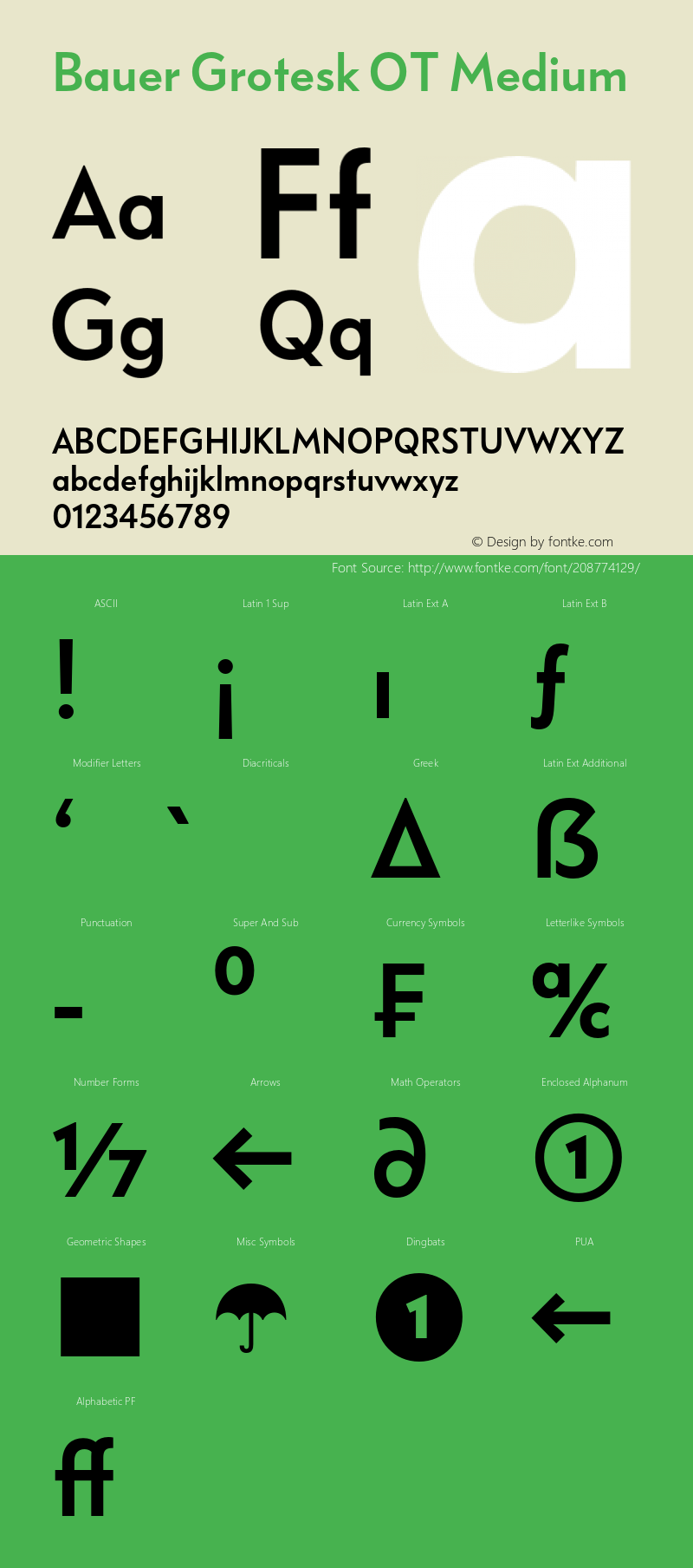 Bauer Grotesk OT Medium Version 7.700, build 1040, FoPs, FL 5.04图片样张