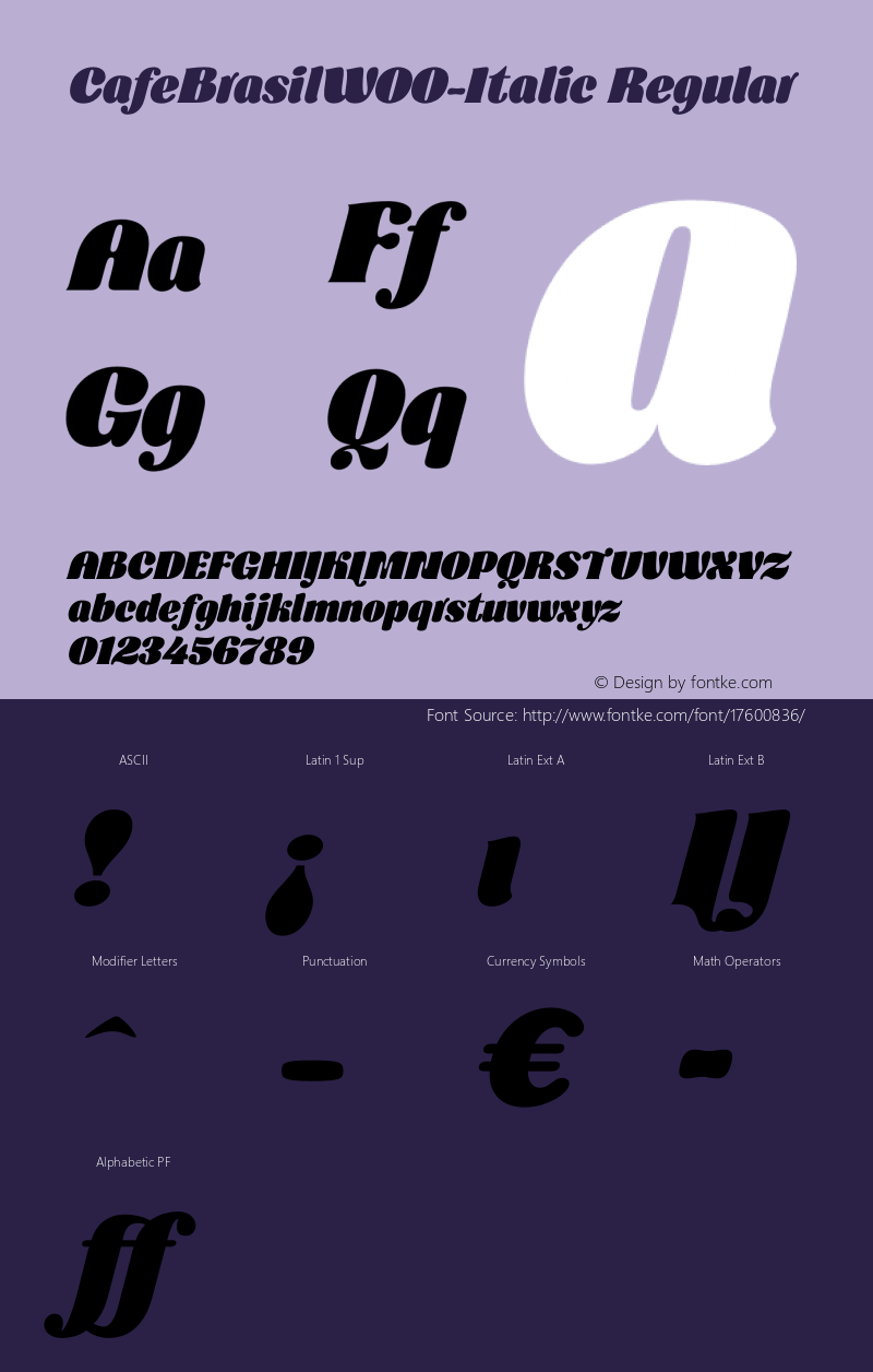 CafeBrasilW00-Italic Regular Version 1.00图片样张