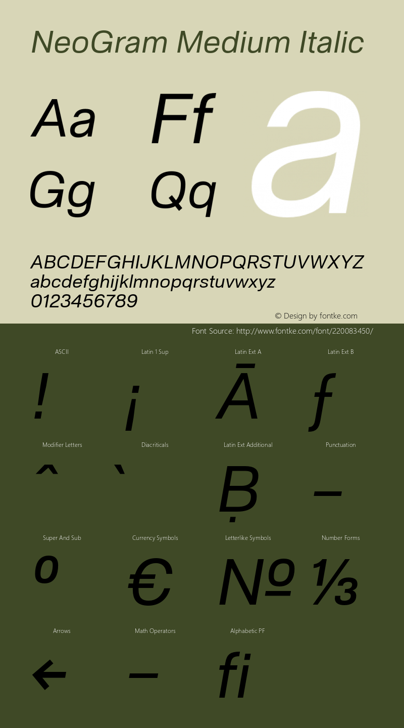 NeoGram Medium Italic Version 2.000 July 2021图片样张