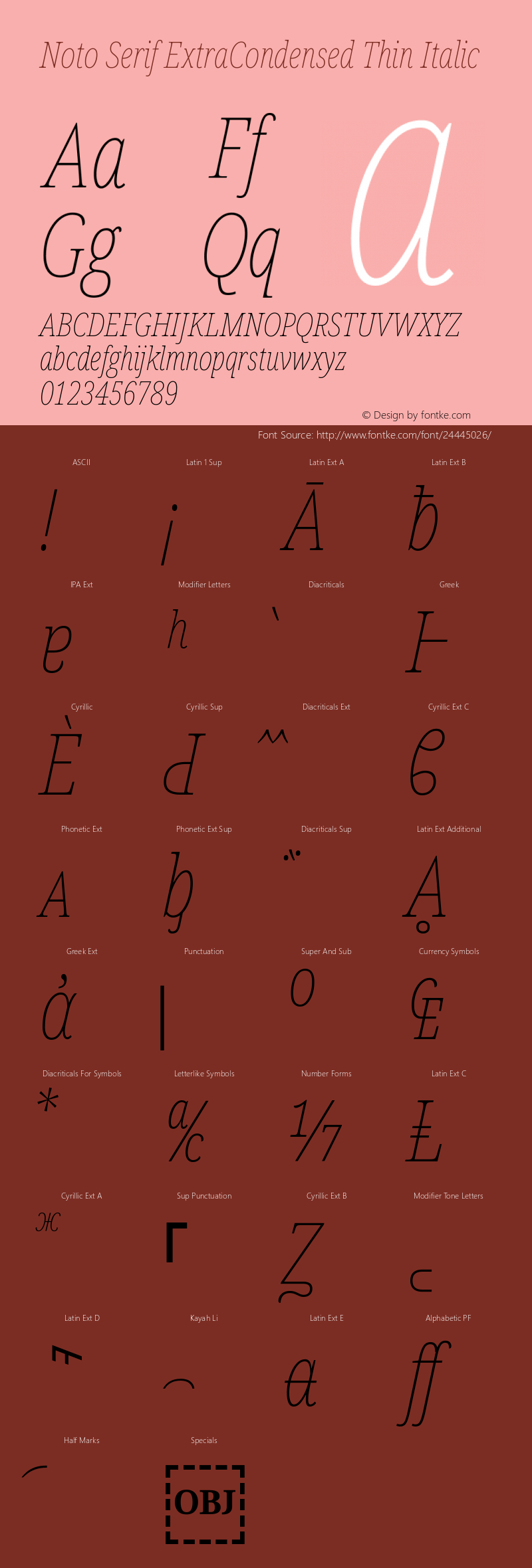 Noto Serif ExtraCondensed Thin Italic Version 2.000图片样张