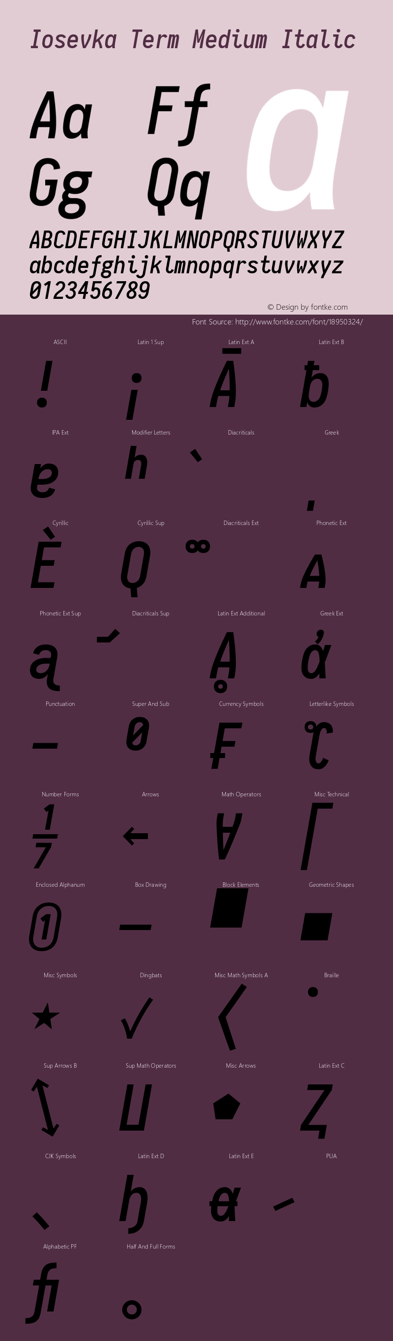 Iosevka Term Medium Italic 1.11.3; ttfautohint (v1.6)图片样张