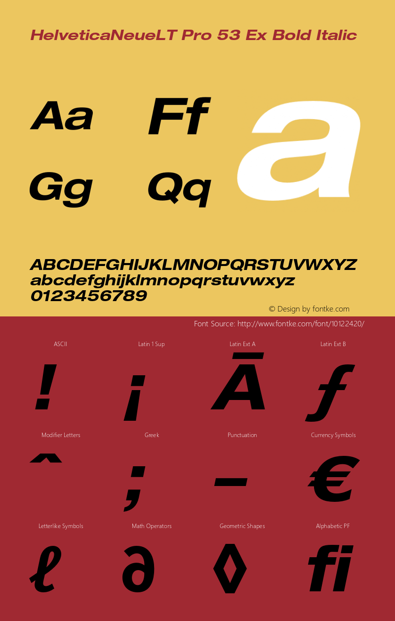 HelveticaNeueLT Pro 53 Ex Bold Italic Version 1.000;PS 001.000;Core 1.0.38图片样张