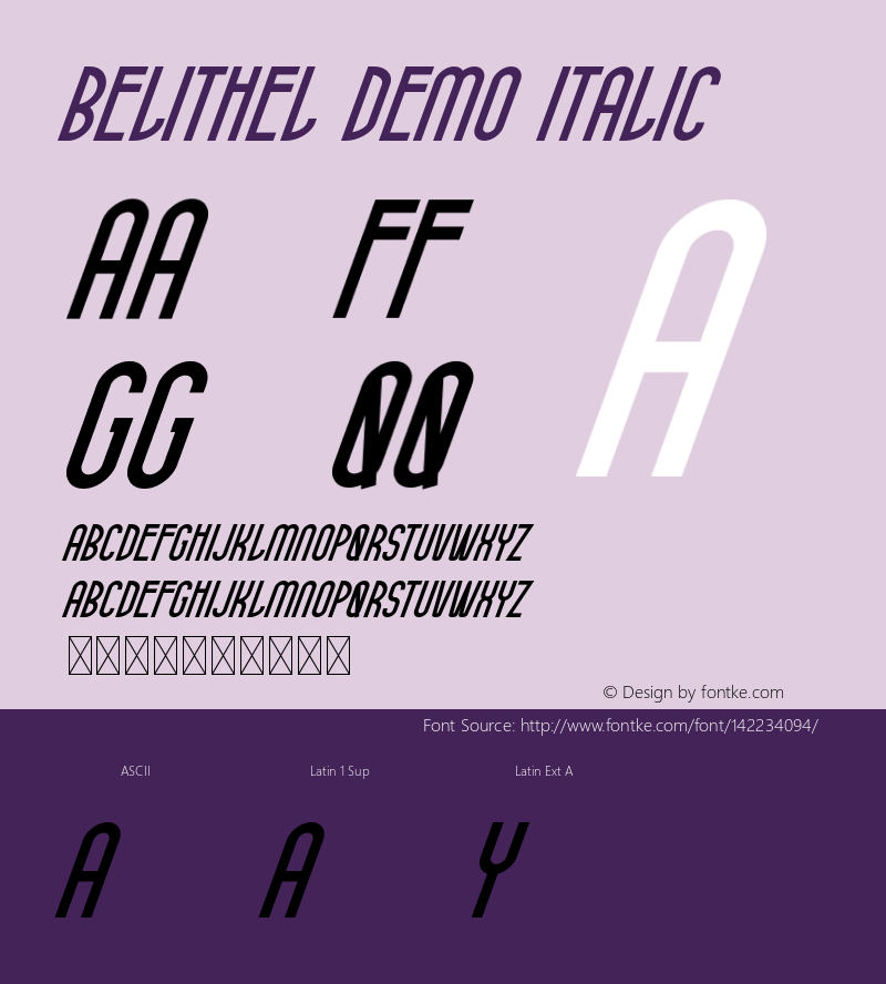 Belithel Demo Italic Version 1.001;Fontself Maker 3.5.1图片样张