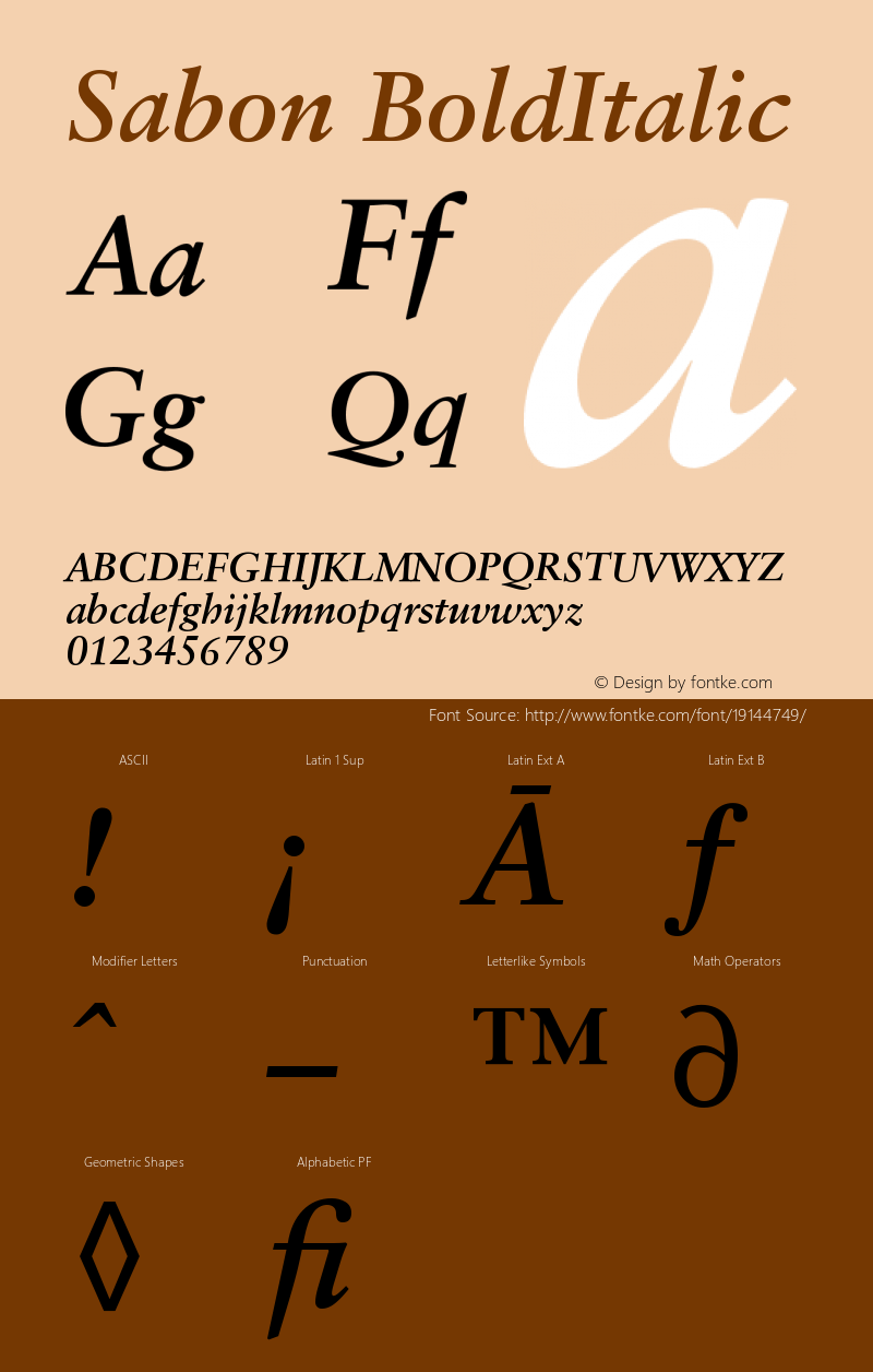 Sabon CE Bold Italic Version 001.002图片样张