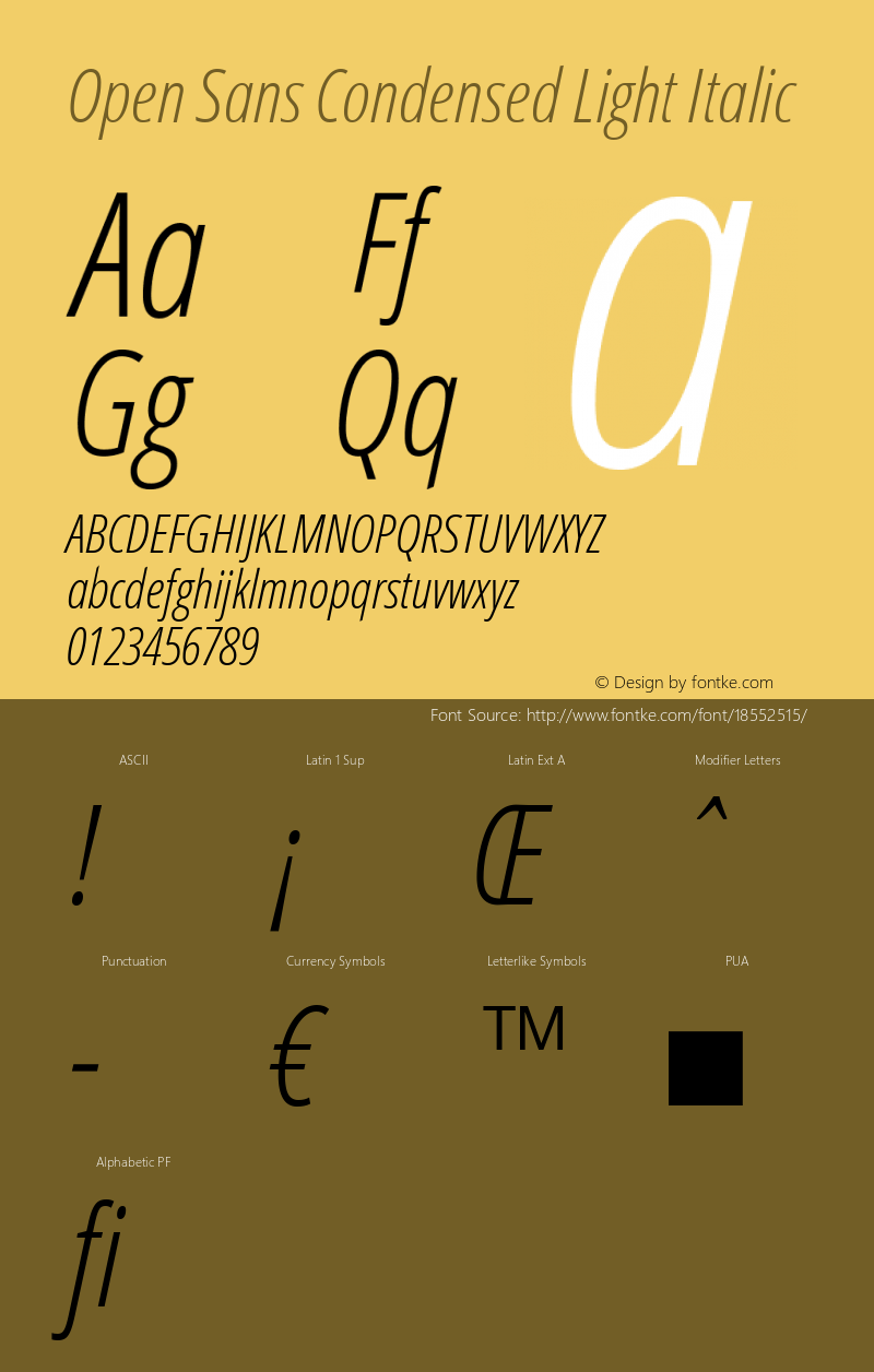 Open Sans Condensed Light Italic Version 1.10图片样张