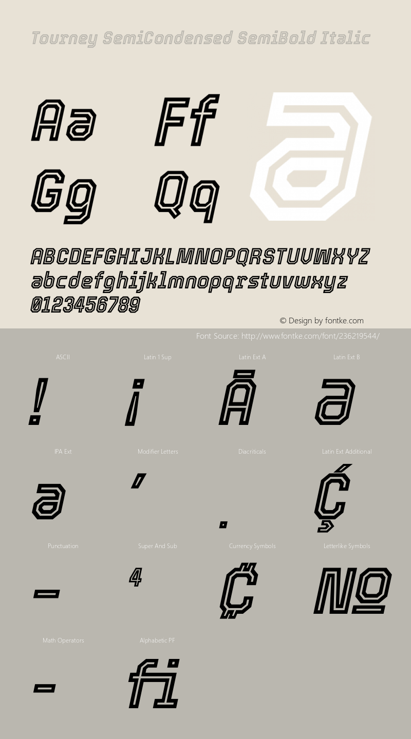 Tourney SemiCondensed SemiBold Italic Version 1.015图片样张