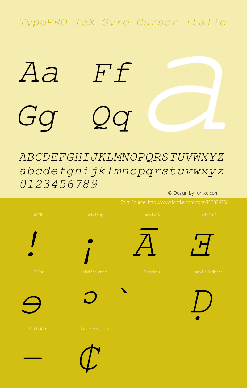 TypoPRO TeX Gyre Cursor Italic Version 2.004;PS 2.004;hotconv 1.0.49;makeotf.lib2.0.14853图片样张